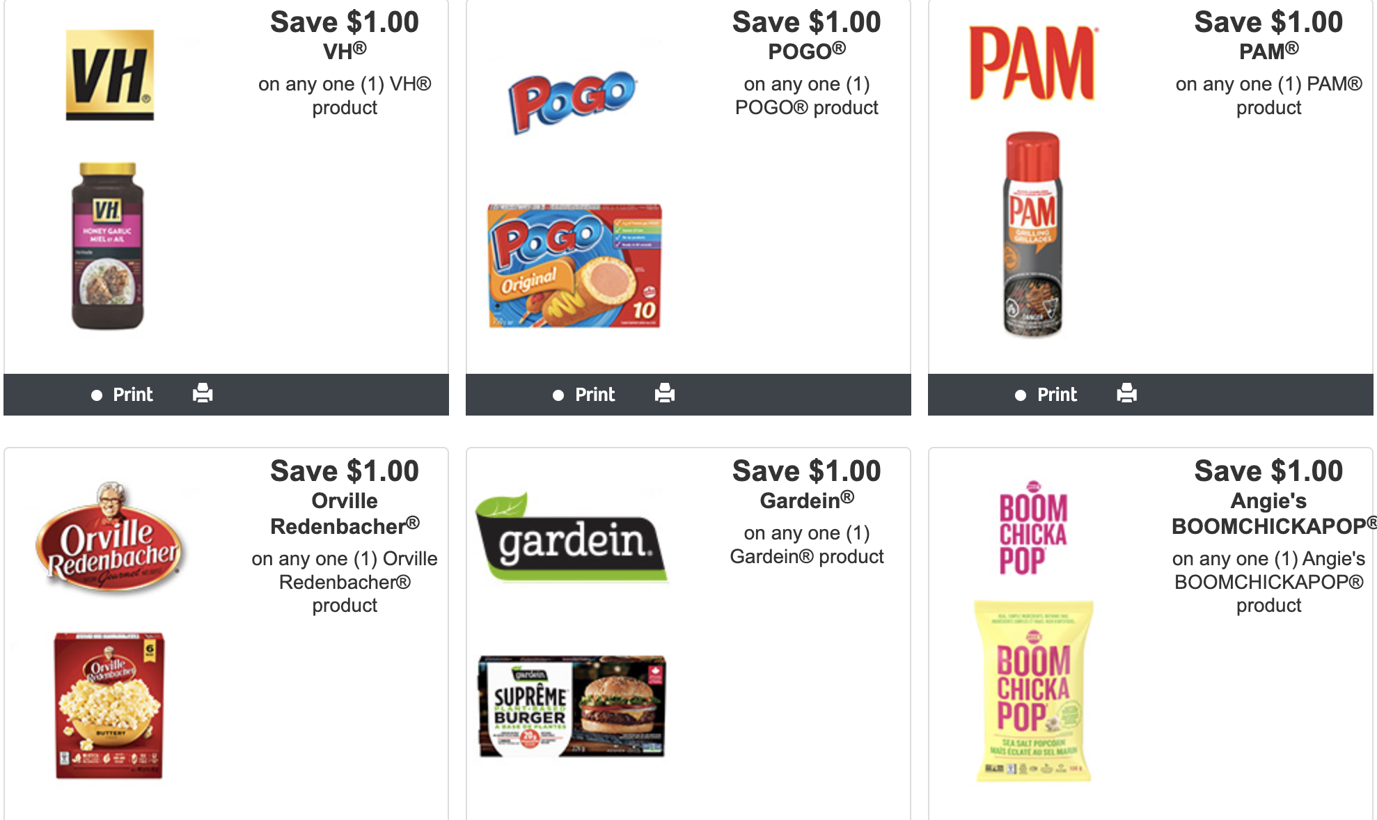 CONAGRA COUPONS - SAVE $1 ON POGO, ORVILLE, GARDEIN, VH, PAM ...