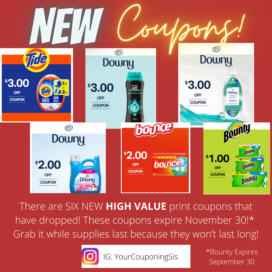 SAVE ON P&G BRANDED PRODUCTS: BOUNCE, BOUNTY, DOWNY, TIDE COUPONS ...